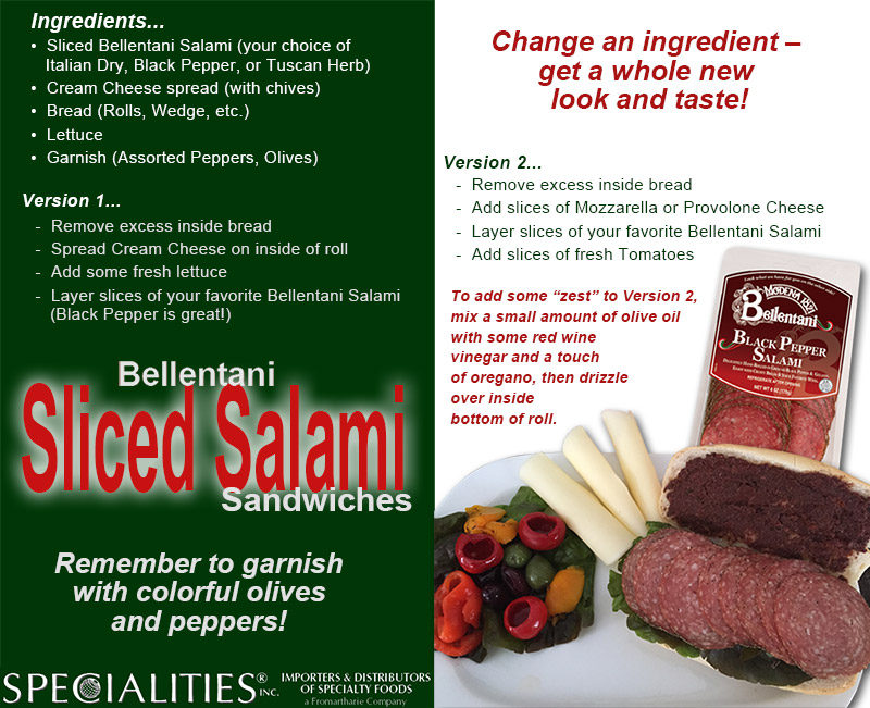 Bellentani Sliced Black Pepper Salami Sandwich Recipe